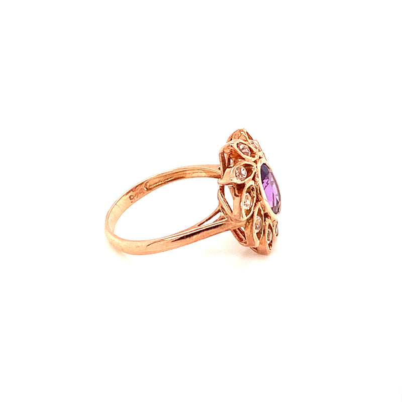 Amethyst Gold Plated Silver Ring