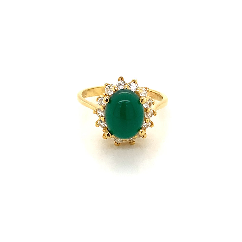 Chrysoprase Gold Plated Silver Ring